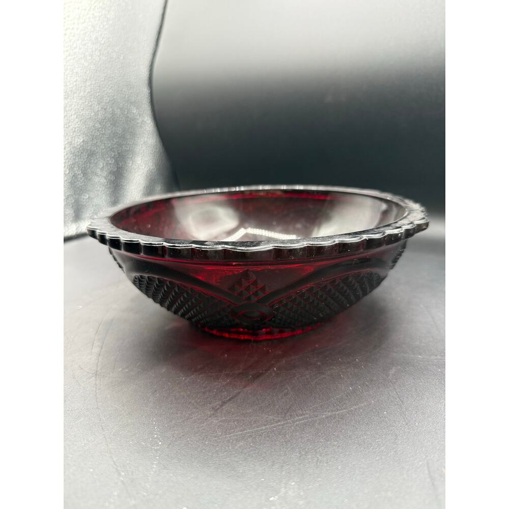 Vintage Avon 1876 Cape Cod Ruby Red 8.75"Fruit/Vegetable Serving Bowl